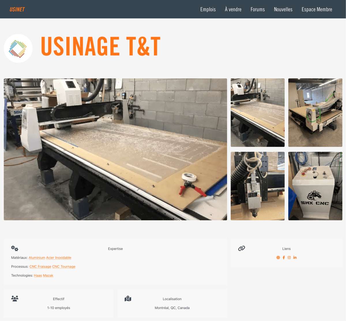 manufacturing company profile page on usinet